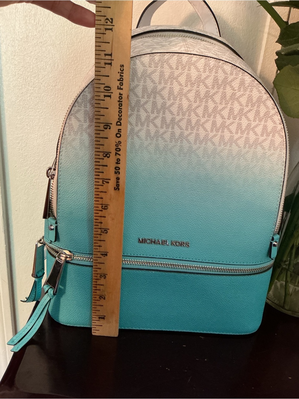 Michael Kors Teal Ombre Logo Backpack like new - Picture 4 of 10
